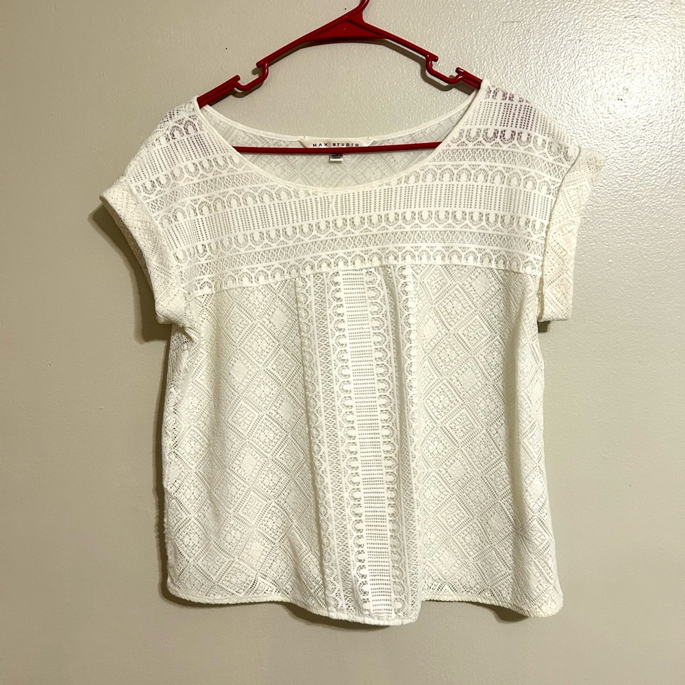 Max Studio White Lace Blouse